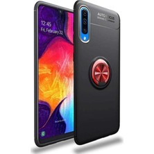 Kzy Huawei P20 Pro Kılıf Renkli Yüzüklü Manyetik Silikon Kapak Siyah - Kırmızı