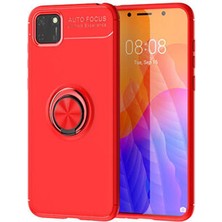 Kzy Huawei Y5P Kılıf Renkli Yüzüklü Manyetik Silikon Kapak Kırmızı - Kırmızı