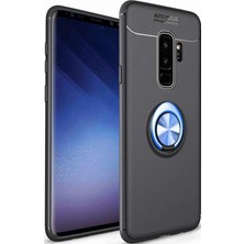 Kzy Samsung Galaxy S9 Plus Kılıf Renkli Yüzüklü Manyetik Silikon Kapak Siyah - Mavi