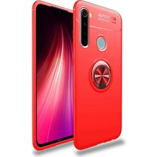 Kzy Xiaomi Redmi Note 8 Kılıf Renkli Yüzüklü Manyetik Silikon Kapak Kırmızı - Kırmızı