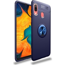 Kzy Samsung Galaxy A10 Kılıf Renkli Yüzüklü Manyetik Silikon Kapak Mavi - Mavi