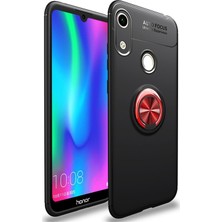 Kzy Huawei Honor 8A Kılıf Renkli Yüzüklü Manyetik Silikon Kapak Siyah - Kırmızı