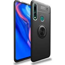 Kzy Huawei Y9 Prime 2019 Kılıf Renkli Yüzüklü Manyetik Silikon Kapak Siyah - Siyah