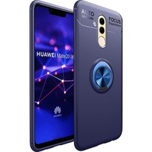 Kzy Huawei Mate 20 Lite Kılıf Renkli Yüzüklü Manyetik Silikon Kapak Mavi - Mavi