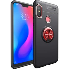 Kzy Xiaomi Mi 8 Kılıf Renkli Yüzüklü Manyetik Silikon Kapak Siyah - Kırmızı