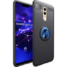 Kzy Huawei Mate 20 Lite Kılıf Renkli Yüzüklü Manyetik Silikon Kapak Siyah - Mavi