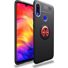 Kzy Xiaomi Redmi Note 7 Kılıf Renkli Yüzüklü Manyetik Silikon Kapak Siyah - Kırmızı