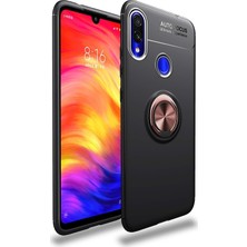 Kzy Xiaomi Redmi Note 7 Kılıf Renkli Yüzüklü Manyetik Silikon Kapak Siyah - Rose Gold