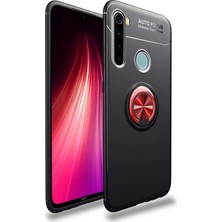 Kzy Xiaomi Redmi Note 8 Kılıf Renkli Yüzüklü Manyetik Silikon Kapak Siyah - Kırmızı