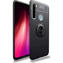 Kzy Xiaomi Redmi Note 8 Kılıf Renkli Yüzüklü Manyetik Silikon Kapak Siyah - Siyah