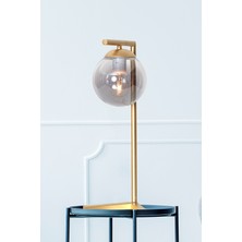 Luzarana Linda Sarı Metal Gövde Füme Camlı Tasarım  Masa Lambası