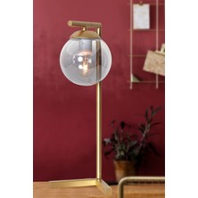 Luzarana Linda Sarı Metal Gövde Füme Camlı Tasarım  Masa Lambası