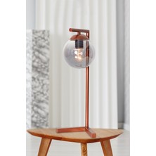 Luzarana Linda Bakır Metal Gövde Füme Camlı Tasarım  Masa Lambası