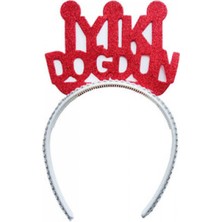 Hayaller Dükkanı Taç Evadan Simli Taşlı Iyiki Doğdun Kırmızı P1