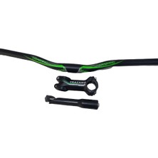 Trazano Bisiklet Alüminyum Gidon ve Boğaz Seti (Gidon- Gidon Boğazı- Dikme) 3 Parça Yeşil