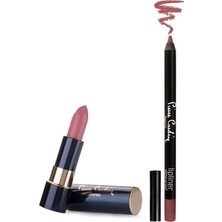 Pierre Cardin Matte Rouge Mat Ruj Fushion Pink + Lipliner Suya Dayanıklı Dudak Kalemi-2'li Set