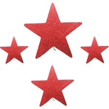 Life İletişim 4 Parça Köpük Yıldız Yılbaşı Cam Tavan Süsü Kırmızı