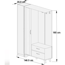 Abre VM-34-342 Dore Ceviz Vestiyer Portmanto Ayakkabılık