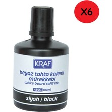 Kraf Beyaz Tahta Kalem Mürekkebi 100Ml Siyah 450G 6'Lı Paket