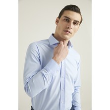 D'S Damat Slim Fit Mavi Düz Nano Care Gömlek 5HF02ORTSG01