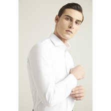 D'S Damat Slim Fit Beyaz Düz Nano Care Gömlek 5HF02ORTSG01