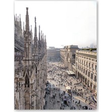 Caka Tablo  Ahşap Tablo Katedral ve Meydandaki Insanlar