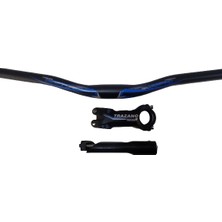 Trazano Bisiklet Alüminyum Gidon ve Boğaz Seti (Gidon- Gidon Boğazı- Dikme) 3 Parça Mavi