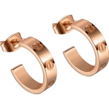 Chavin Vidalı Tasarım Kadın Çelik Küpe EH81