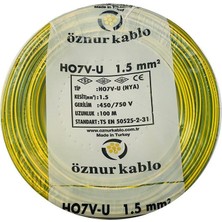 Öznur 1,5mm2 Nya Kablo (100 m) Sarı-Yeşil