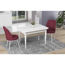 Canisa Concept Nil Serisi Beyaz Yemek Masası Mutfak Masa Takımı + 2 Adet Sandalye