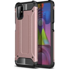 Kzy Samsung Galaxy M51 Kapak Çift Katmanlı Zırh Tank Kılıf - Rose Gold