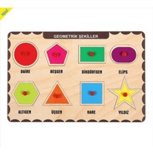 Gökmen Oyuncak Ahşap Tutmalı Puzzle - Geometrik Şekiller