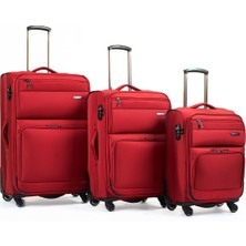 Mçs Lüx Kumaş 3'lü Valiz Set Bordo - V117
