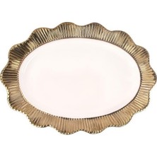 Roy King Lace Oval Sunum Tabağı Altın 47 cm