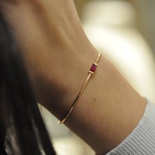 By Golden House Baget Kırmızı Taşlı Bilezik