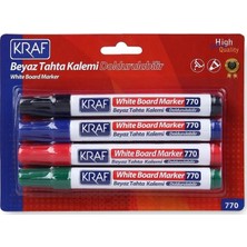 Kraf Beyaz Tahta Kalemi Doldurulabilir 770 4'lü + BR-218 Tahta Silgisi