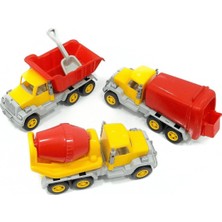 Uçar Kid  Oyuncak Beton Mikseri-Kamyon-Çöp Arabası 32X11 cm