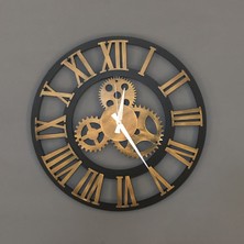 Kayra Saat Kayra Duvar Saati Antik Gold Roma 50CM