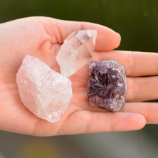 Taş Sandığı Işlenmemiş Ametist Pembe Kuvars Kristal Kuvars Taşı Kütle