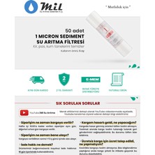 Milsuart Açık Kasa Su Arıtma Cihazı için 1 Mikron Sediment Filtre 50 Adet