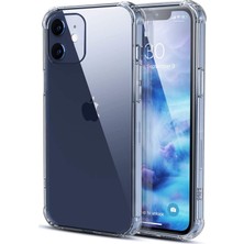 KZY Apple iPhone 12 Mini Kılıf Şeffaf Airbag Antishock Köşe Korumalı Silikon Kapak + Temperli Ekran Koruyucu Cam Set