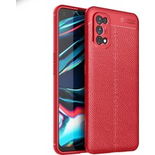 CoverZone Realme 7 Pro Kılıf Niss Silikon Deri Görünümlü Kırmızı