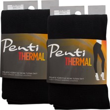 Penti Termal 2'li Kadın Siyah Içi Polar Esnek Tayt