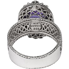 Filigran Silver 925 Ayar Gümüş El Tasarımı Telkari Sanatı  Ametist Taşlı Alyans Kadın Yüzük