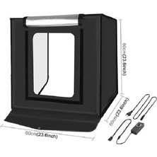 DP Puluz Profesyonel 60 x 60 cm LED Işıklı Ürün Fotoğraf Çekim Çadırı Katlanabilir Portatif