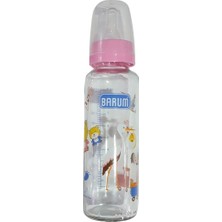 Bebegen Barum Cam Leylekli Teren Desenli Bebek Biberon Pembe 250 ml