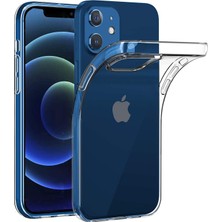 Kzy Apple iPhone 12 Mini Şeffaf Kılıf Clear Silikon Kapak ve Temperli Ekran Koruyucu Cam Set