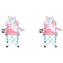 General Camp 2'li Set Unicorn Figürlü Katlanır Çocuk Oyun Kamp Sandalyesi