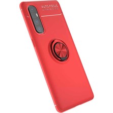 CaseArt Oppo Reno 3 Pro Kılıf Renkli Yüzüklü Manyetik Silikon Kapak Kırmızı
