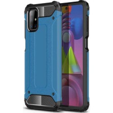 CaseArt Samsung Galaxy M51 Kapak Çift Katmanlı Zırh Tank Kılıf Mavi